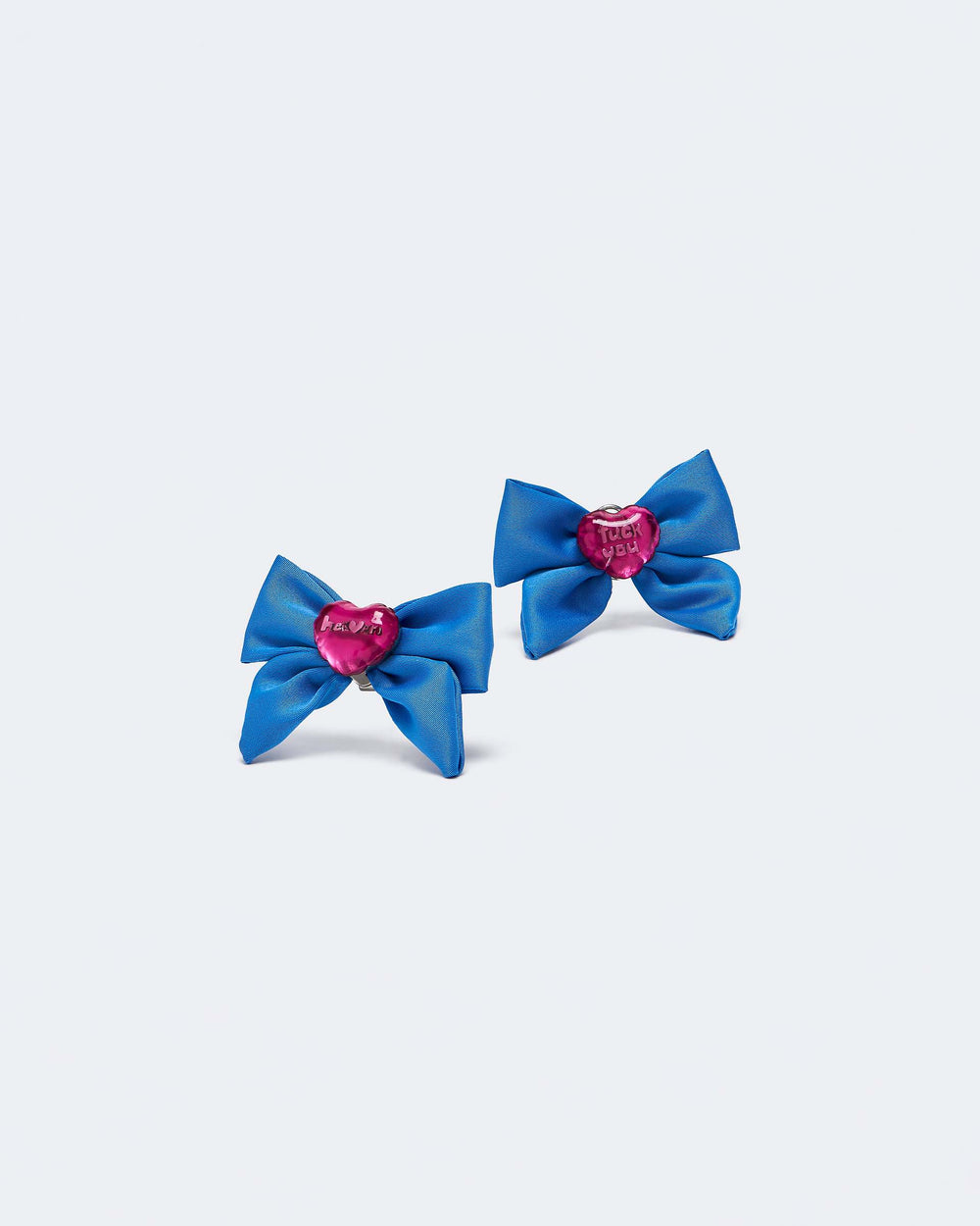 Heart Bow Earrings - Blue Multi