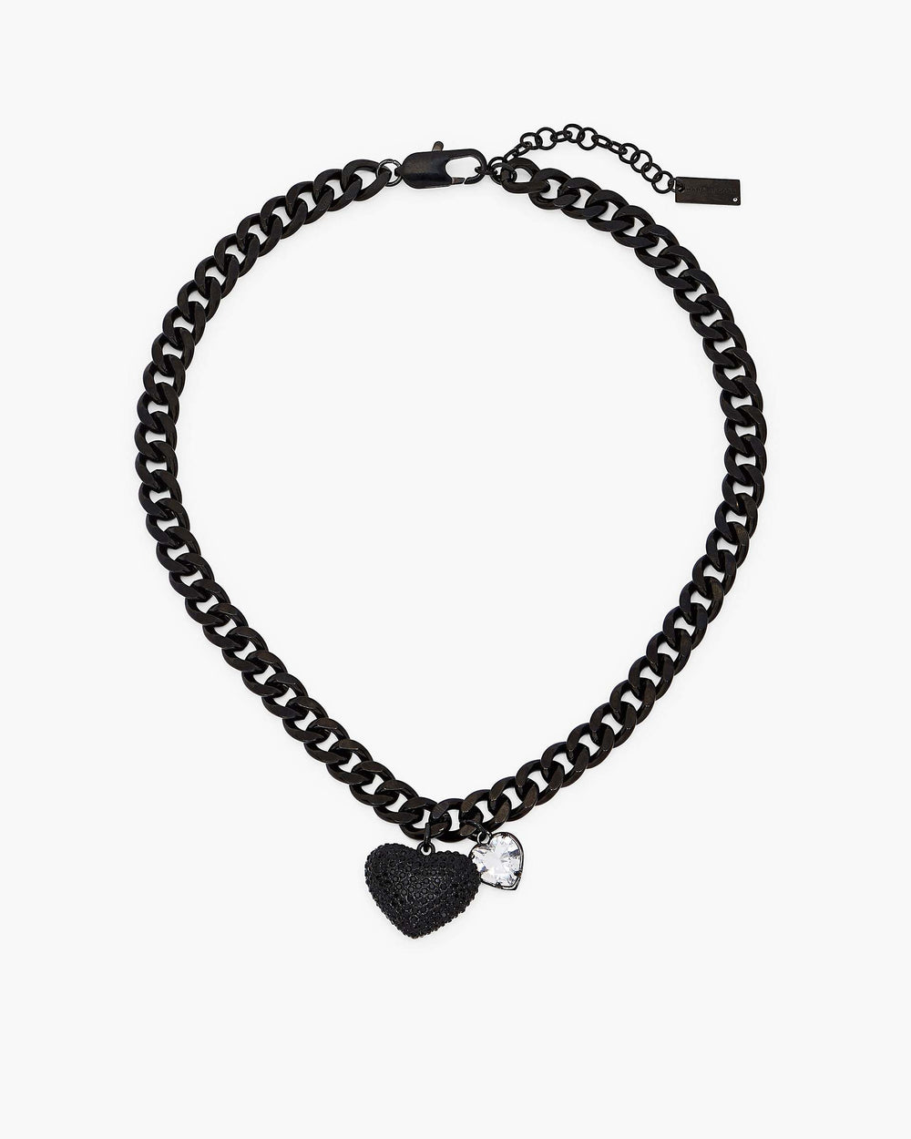 The Heart Balloon Pave Necklace - Black/Black Crystal