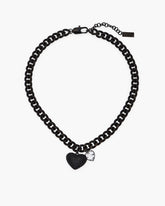 The Heart Balloon Pave Necklace - Black/Black Crystal