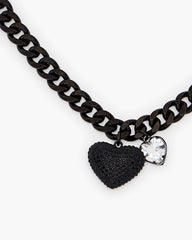 The Heart Balloon Pave Necklace - Black/Black Crystal