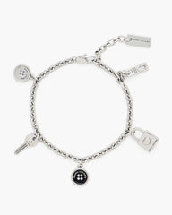 Button Charm Bracelet - Silver/Black