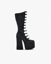 The Rhinestone Kiki Knee-High Boot - Black/Black
