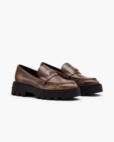 The Distressed Leather Frankie Loafer - Ebony