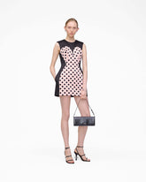 Seamed Up Dots Satin Dress - Peach Multi