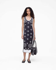 Trompe L'Oeil Eyelet Dress - Black/White