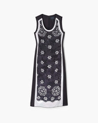 Trompe L'Oeil Eyelet Dress - Black/White
