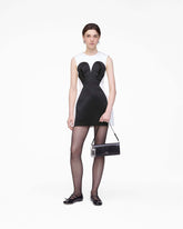 Seamed Up Satin Dress - Black/White