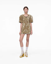 Sequin V-Neck Knit Dress - Gold