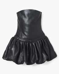The Leather Bubble Dress - Black