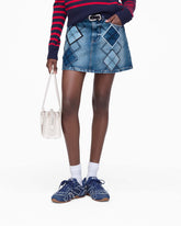 Argyle Patchwork Mini Skirt - Bright Indigo
