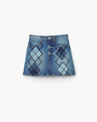 Argyle Patchwork Mini Skirt - Bright Indigo