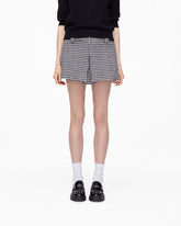 Gingham Tweed Mini Skirt - Black Multi