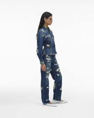 The Rip And Repair Fluted Denim Jacket - Punk Indigo