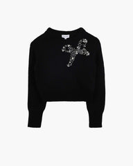 The Gem Bow Sweater - Black