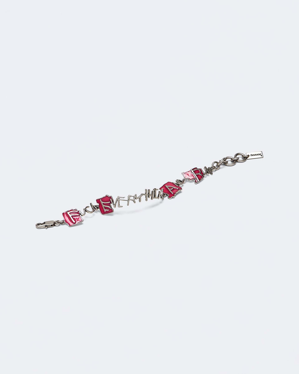 Fuck Everything Bracelet - Aged Silver/Pink