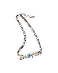 Characters Nameplate Necklace - Aged Silver Multi