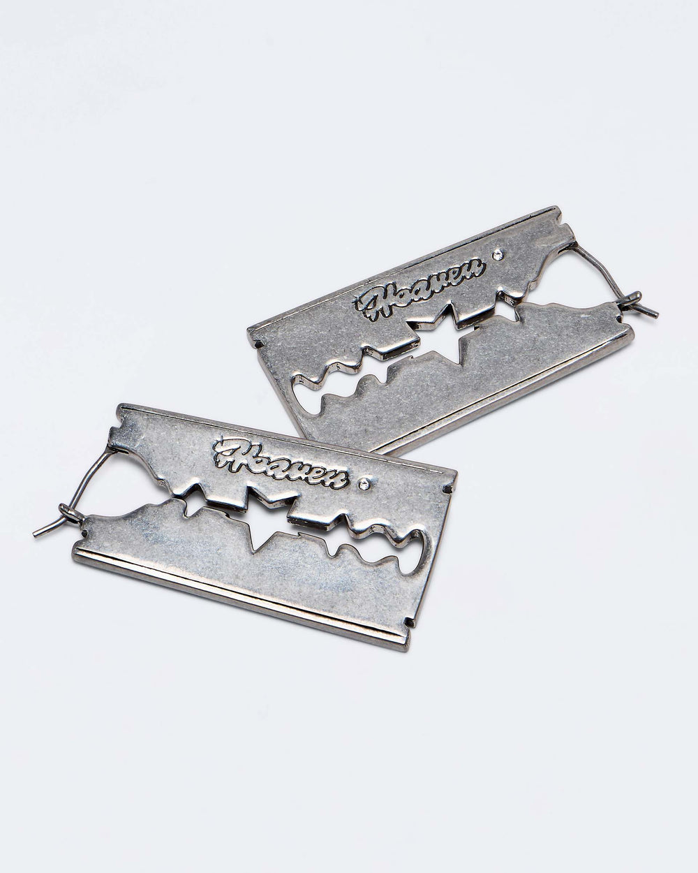 RAZOR BLADE EARRINGS - Aged Silver