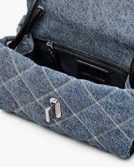 The Quilted Denim Mini Dual Shoulder Bag - Light Wash Indigo