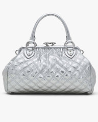 Re-Edition Quilted Metallic Leather Stam Bag - Silver