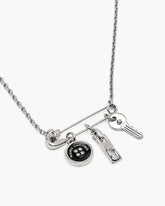 Button Charm Necklace - Silver/Black