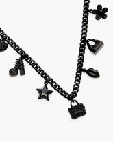 Mini Icon Pave Charm Necklace - Black/Black Crystal