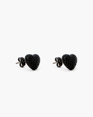 The Heart Balloon Pave Earrings - Black/Black Crystal