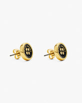 The Button Stud Earrings - Gold/Black