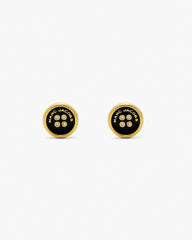 The Button Stud Earrings - Gold/Black