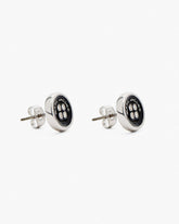 The Button Stud Earrings - Silver/Black
