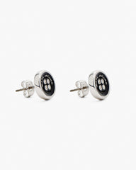 The Button Stud Earrings - Silver/Black