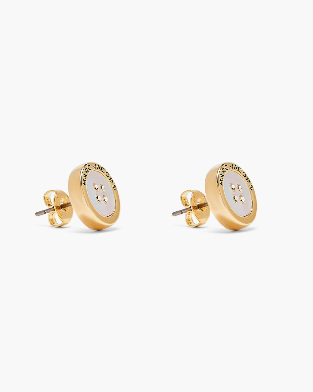 The Button Mother Of Pearl Stud Earrings - Gold/Mop