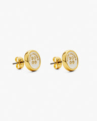 The Button Stud Earrings - Gold/Cream