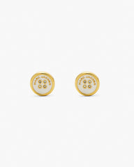 The Button Stud Earrings - Gold/Cream