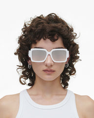 The Bold Logo Square Mirrored Sunglasses - White/Grey