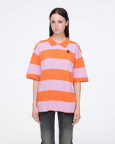 Tiny Teddy Striped Polo - Orange/Lilac