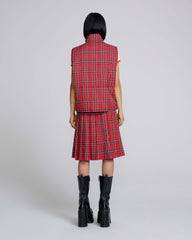 Tartan Puffer Vest - Red Multi