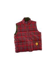 Tartan Puffer Vest - Red Multi