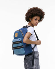 The Biker Colorblock Denim Large Backpack - Indigo Multi