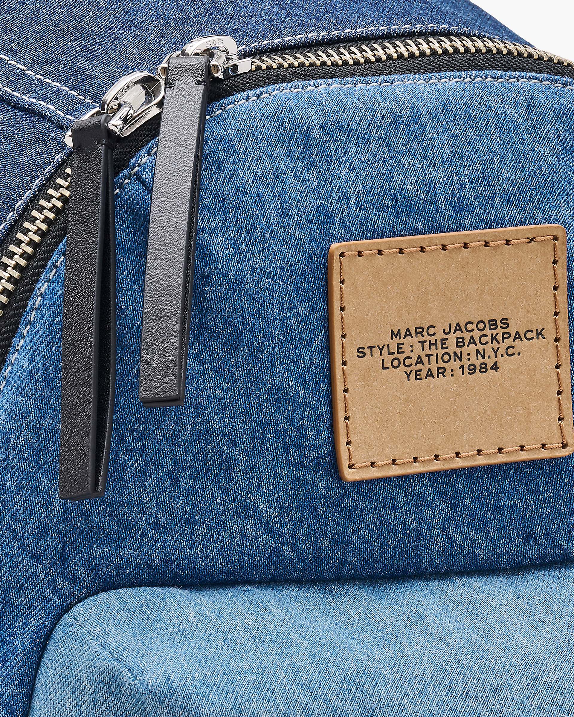 The Biker Colorblock Denim Large Backpack - Indigo Multi