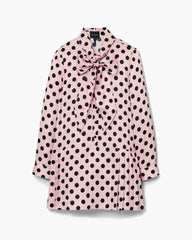 Dots Bow Pleated Dress - Peach Multi