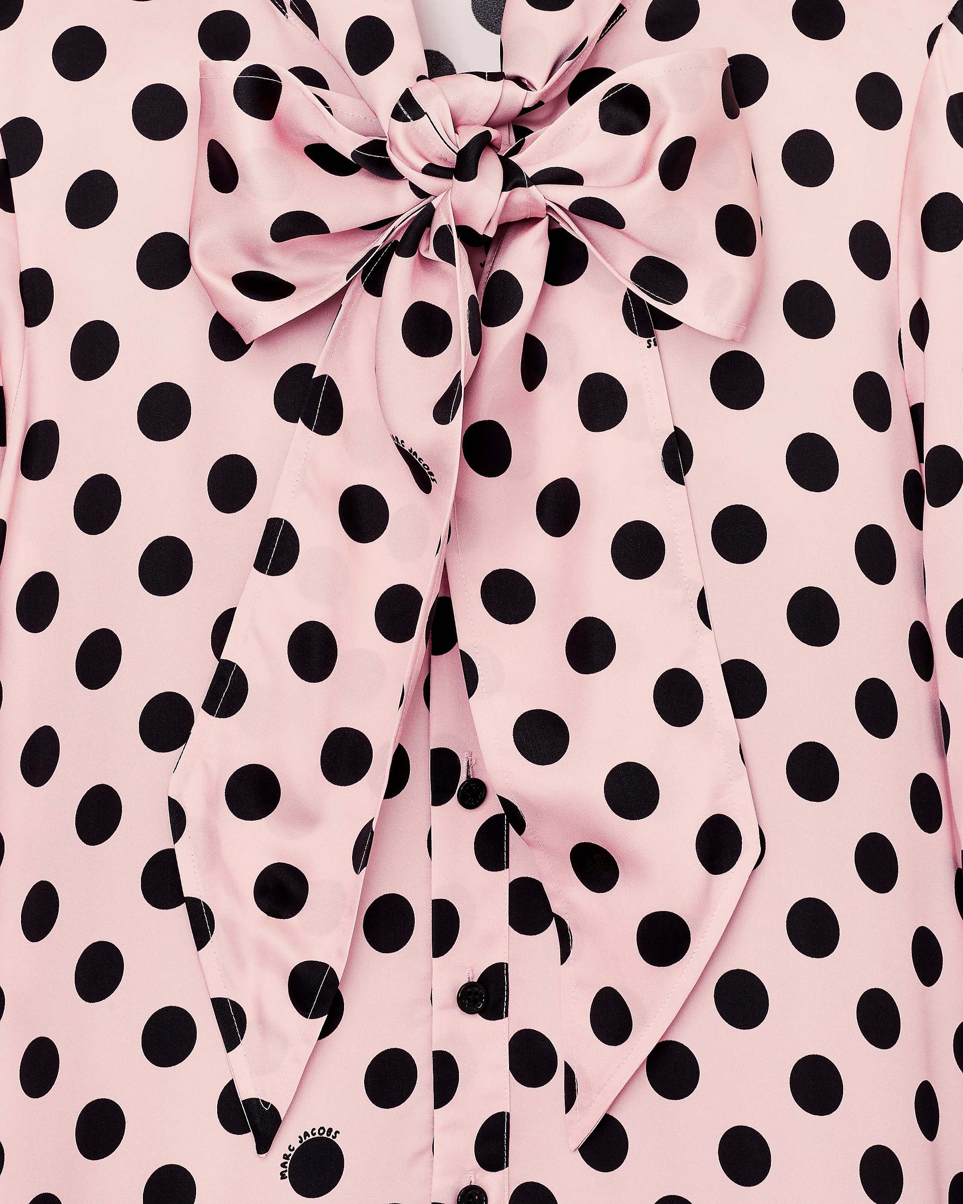 Dots Bow Pleated Dress - Peach Multi
