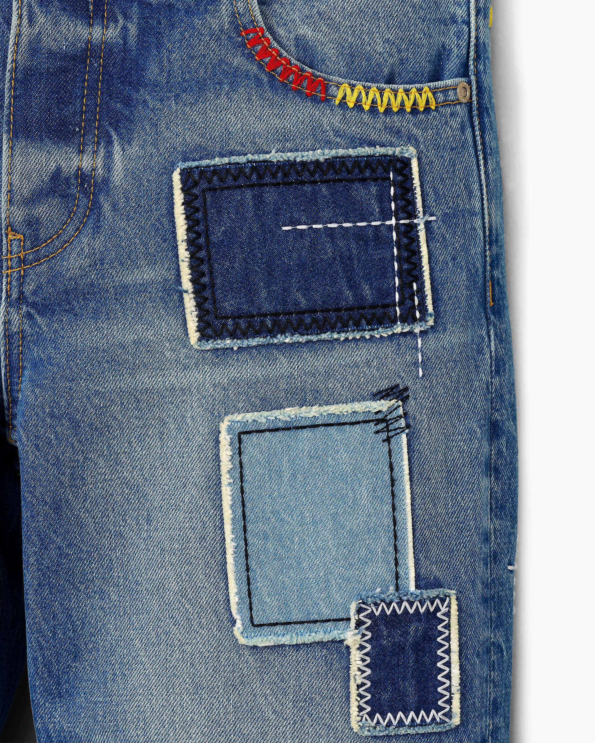 Patchwork Straight Jean - Bright Indigo
