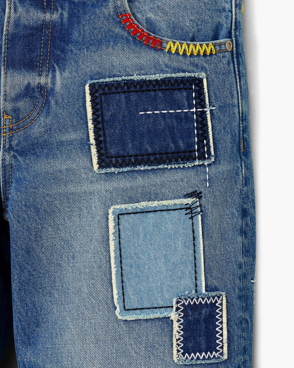 Patchwork Straight Jean - Bright Indigo