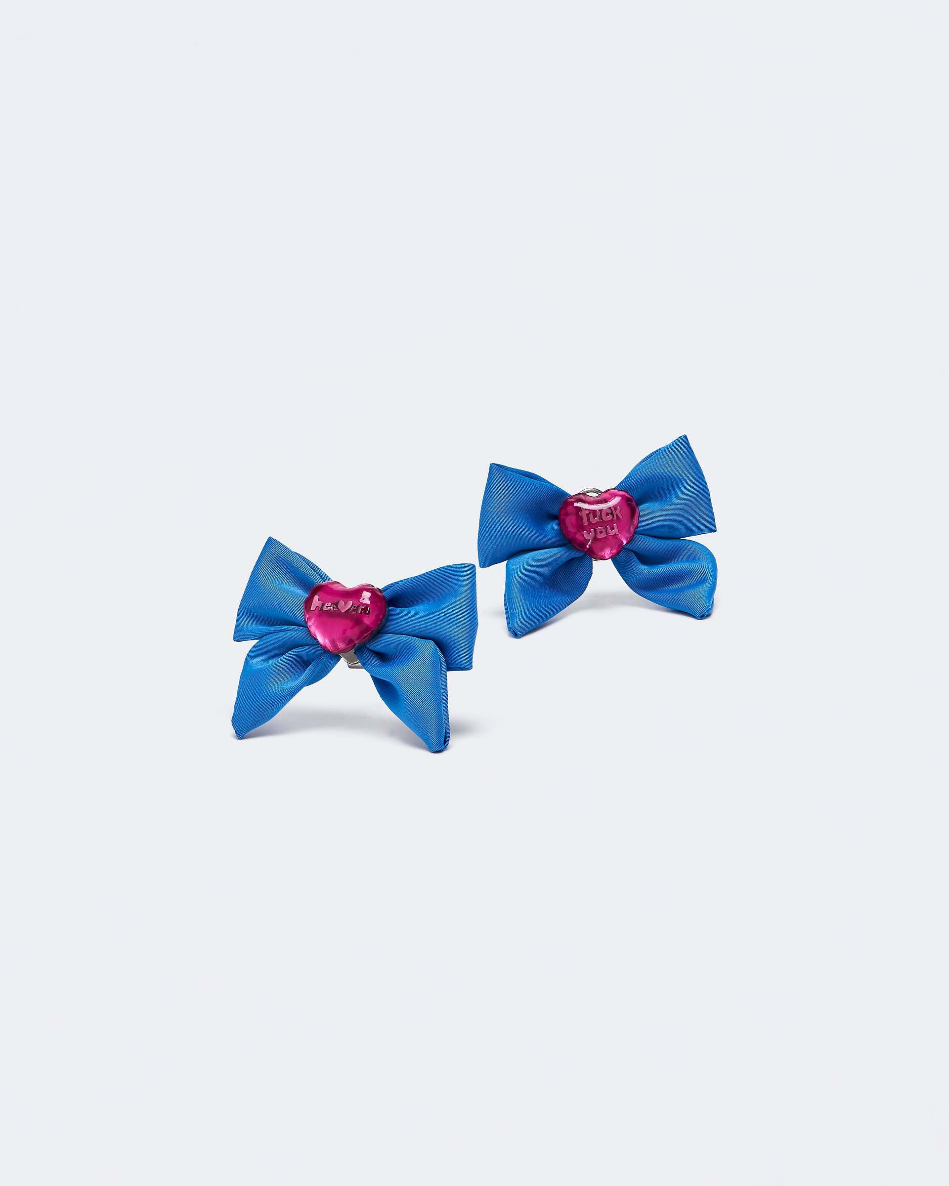 Heart Bow Earrings - Blue Multi