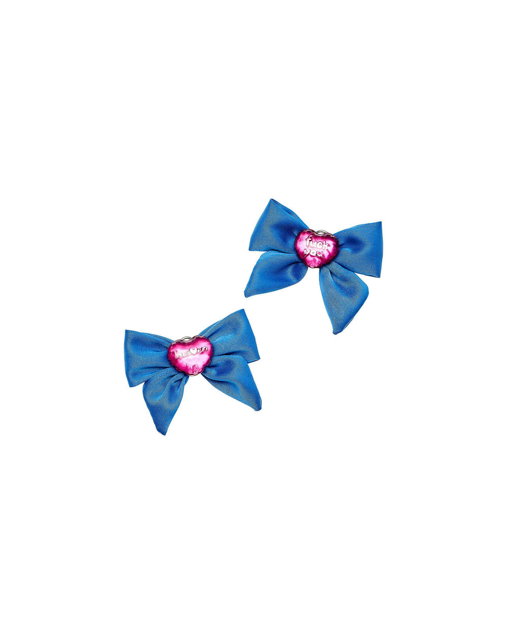Heart Bow Earrings - Blue Multi