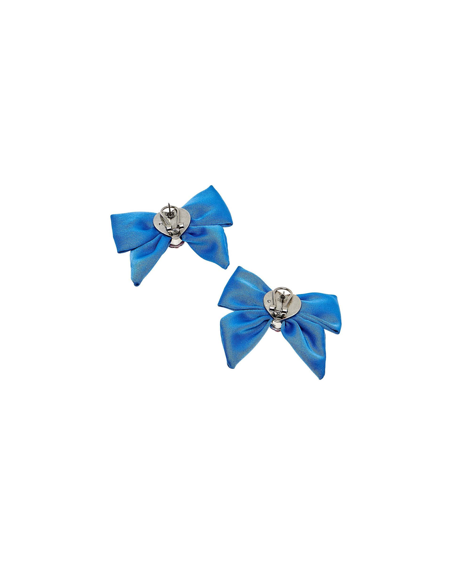 Heart Bow Earrings - Blue Multi