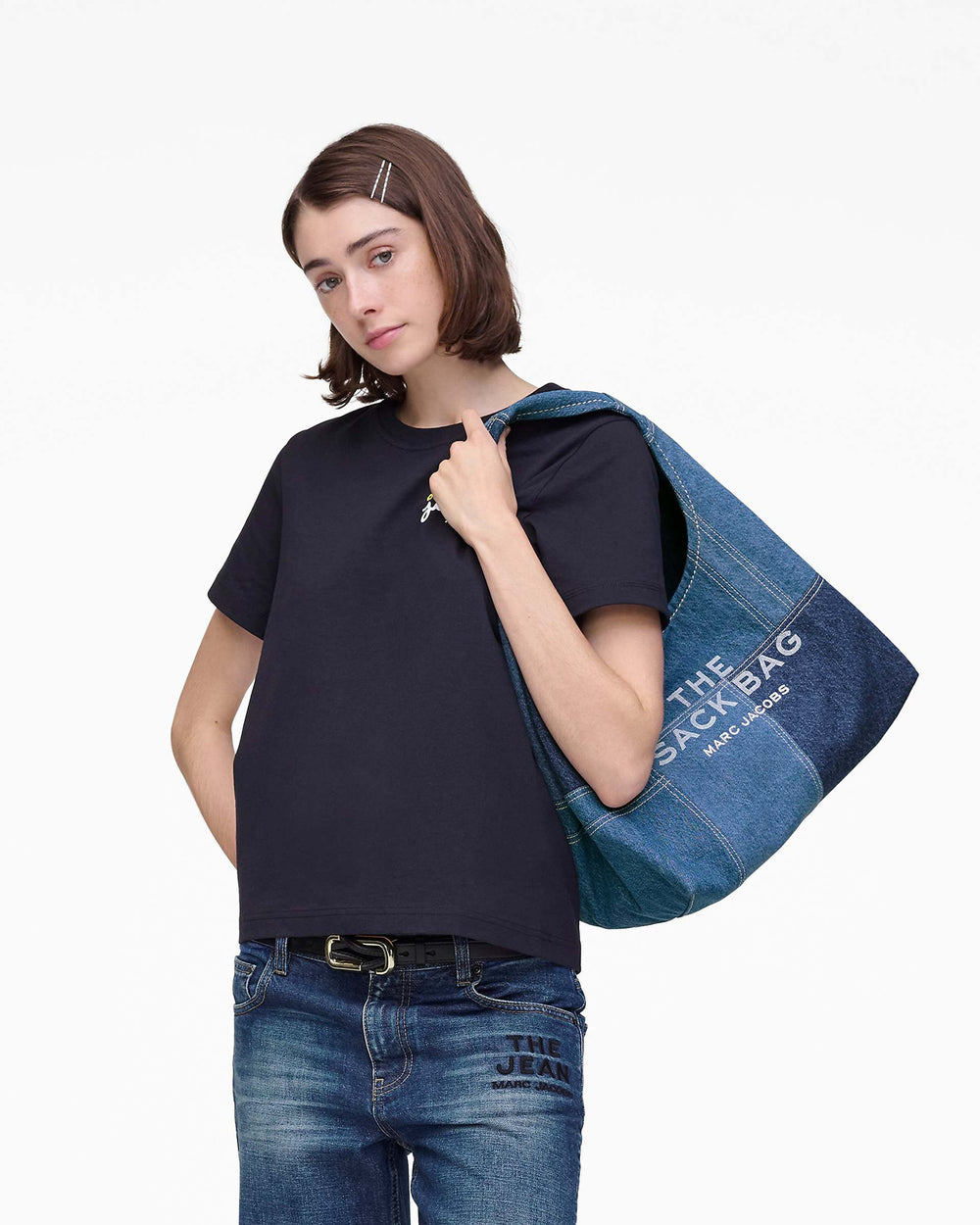 The Patchwork Denim Sack Bag - Blue Denim