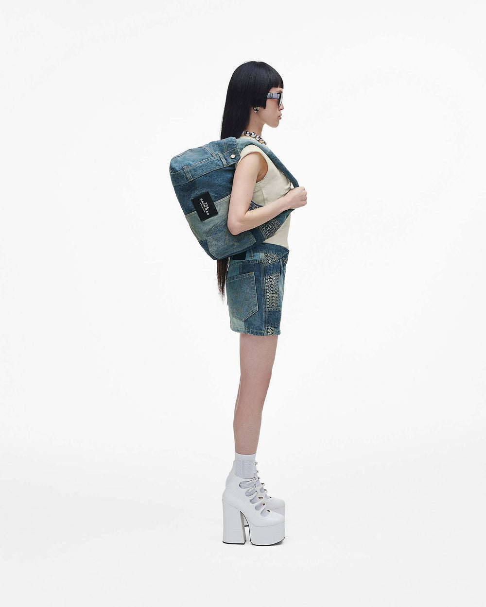 The Deconstructed Denim Sack Bag - Indigo Multi