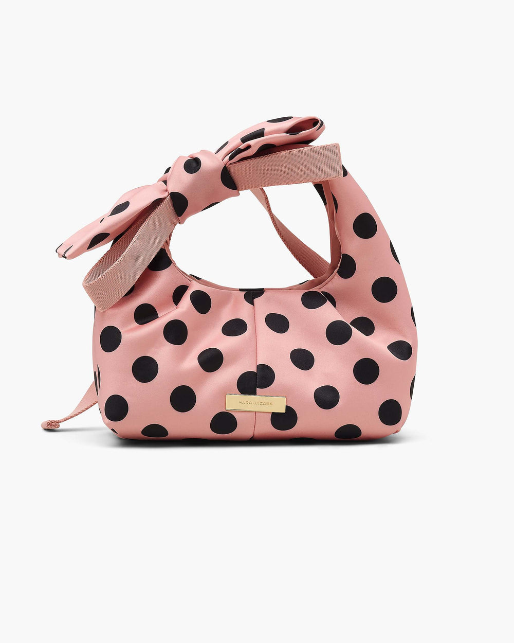 The Satin Dots Bow Mini Sack Bag - Peach Multi