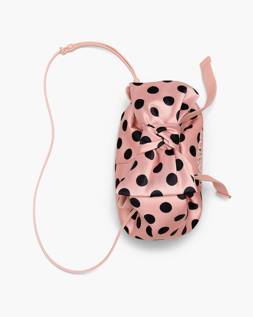 The Satin Dots Bow Mini Sack Bag - Peach Multi